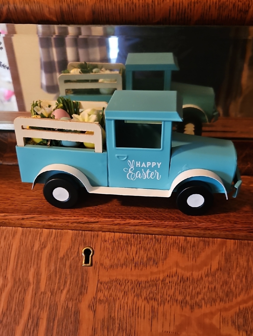 Light Blue Decorative Truck Figurine